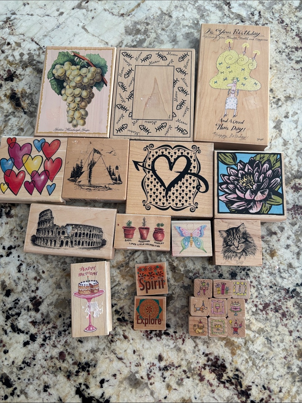 23 Wooden Craft Stamp Set - Natural Wood Finish